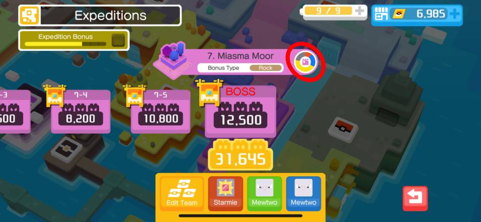 Example of colour wheel in Pokémon Quest